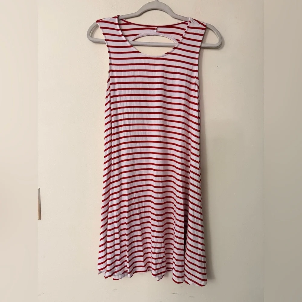 Wishlist Red and White Striped Sleeveless Dress, no size tag, Soft and Stretchy - Picture 1 of 4